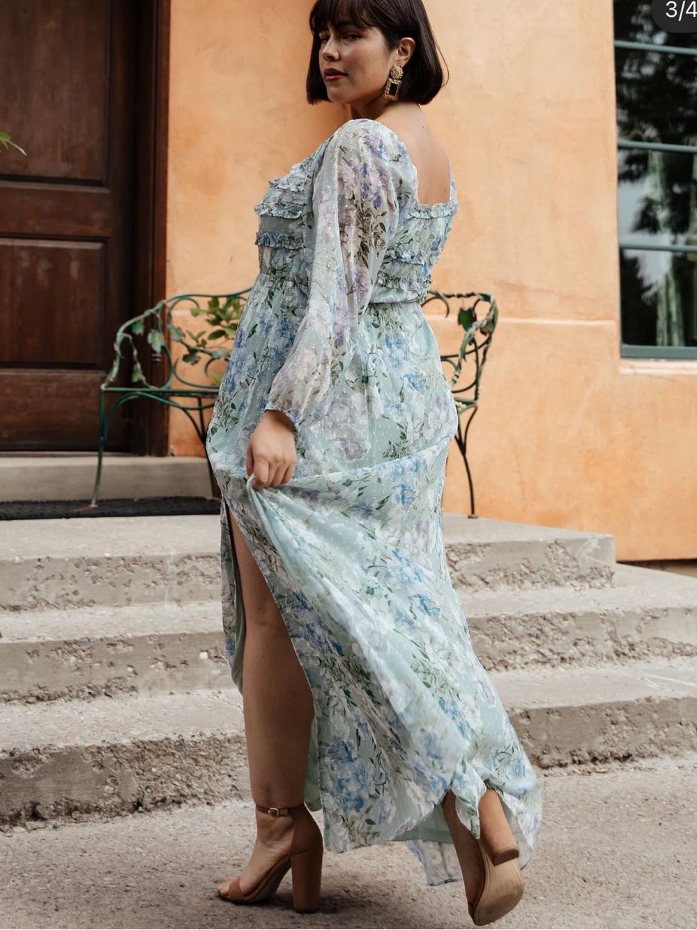 Baltic Born Pastel Floral Maxi Dress in Blue-Green